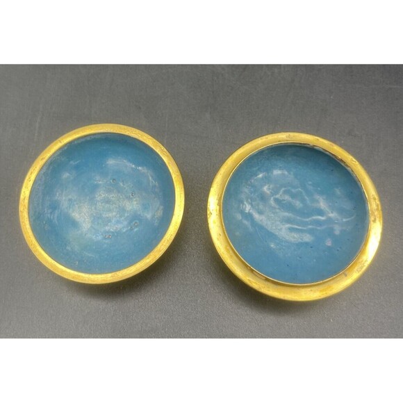 VTG Chinese Cloisonné Blue w/ Flowers Trinket Box 2” - Picture 4 of 5